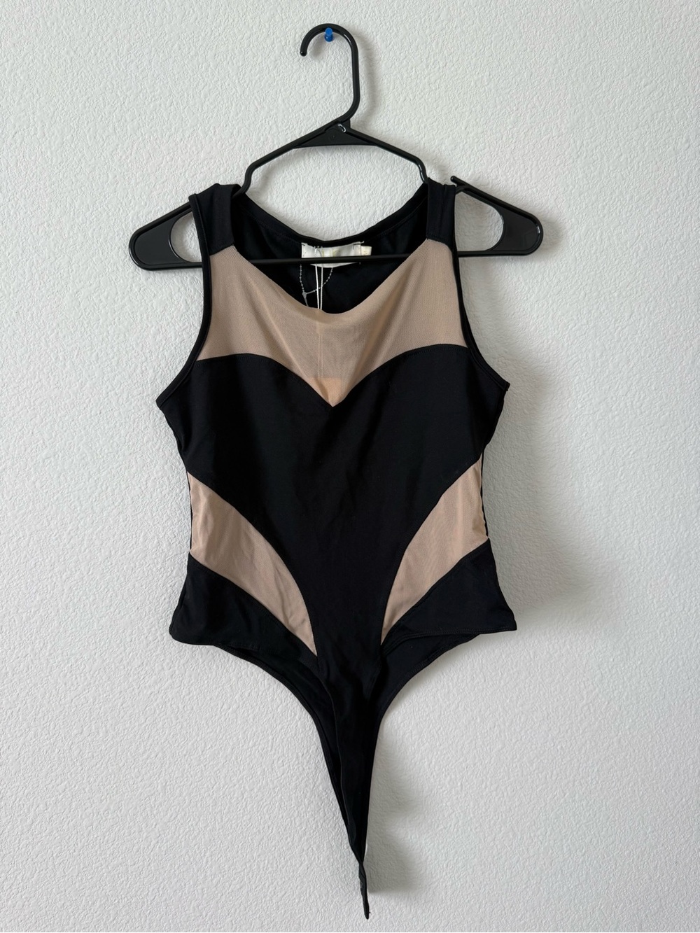 Black and Nude Colorblock Bodysuit